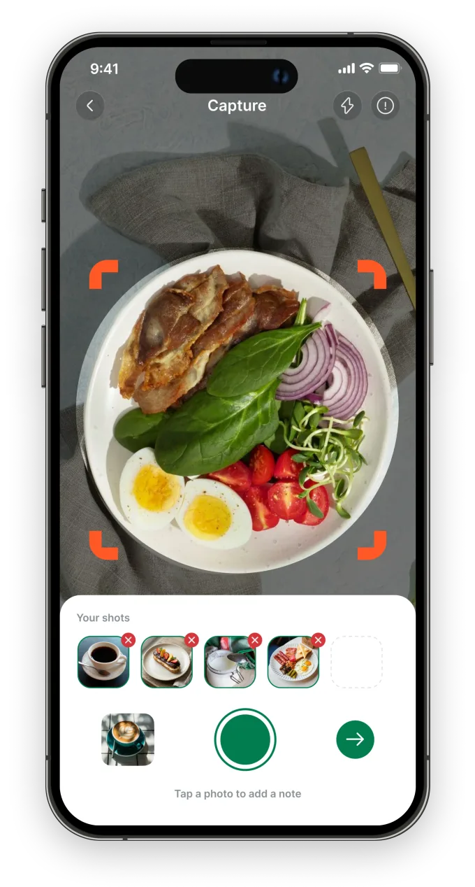 Foody-AI meal capture screen